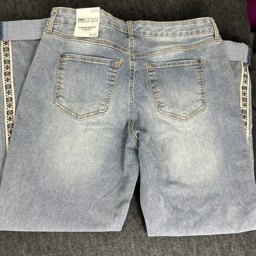 Inc Denim Mid Rise Straight 6/28 Rolled Cuff - Picture 10 of 15